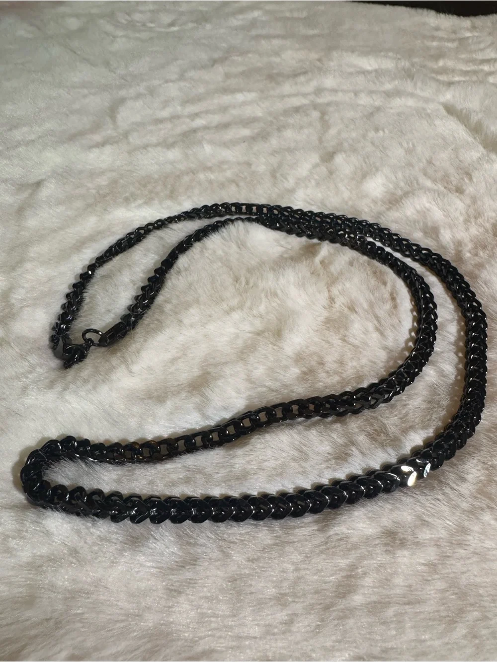 Black Oxidized Stainless Steel Franco Chain Necklace for Men  30in